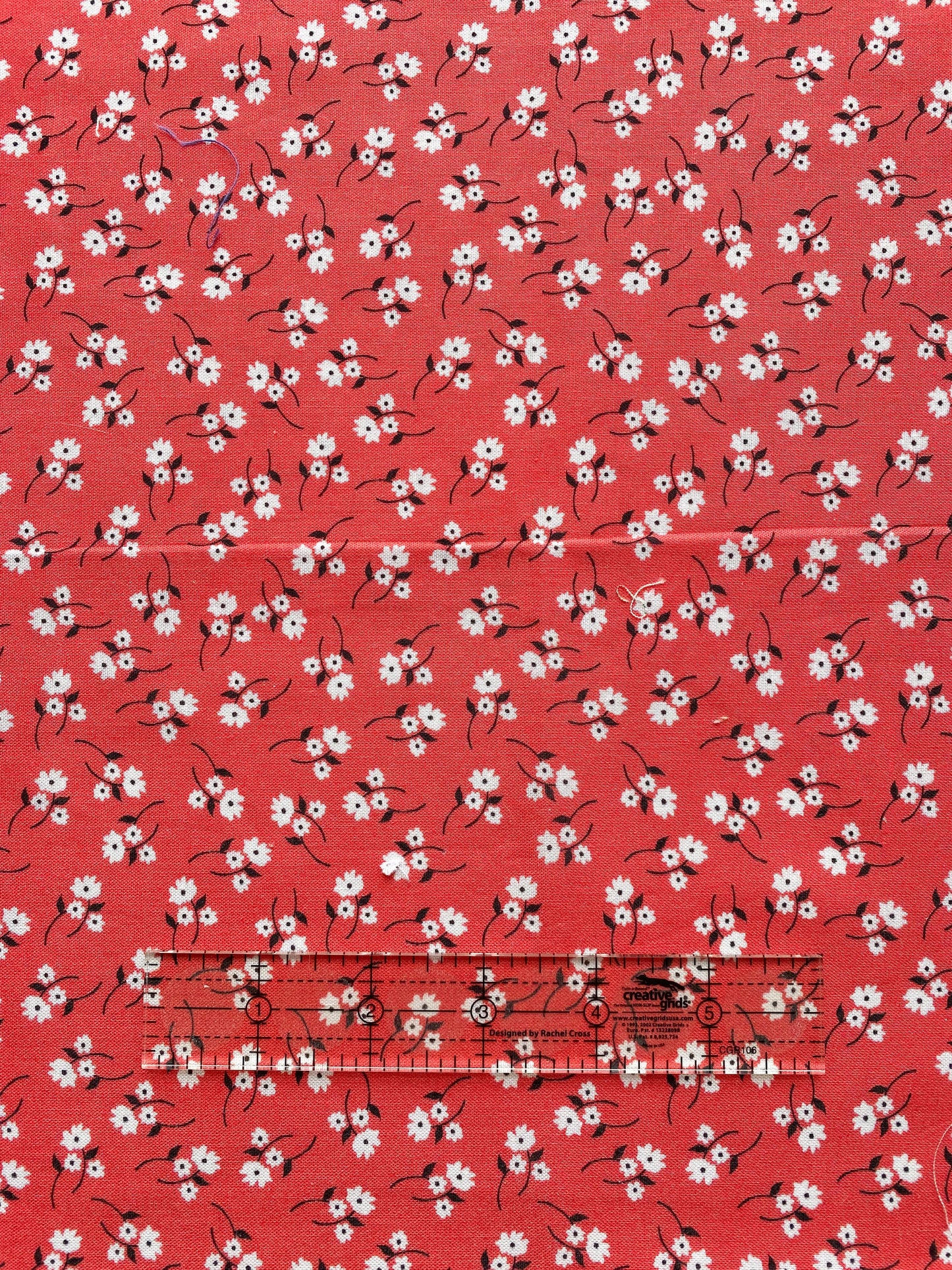 White Floral on Red