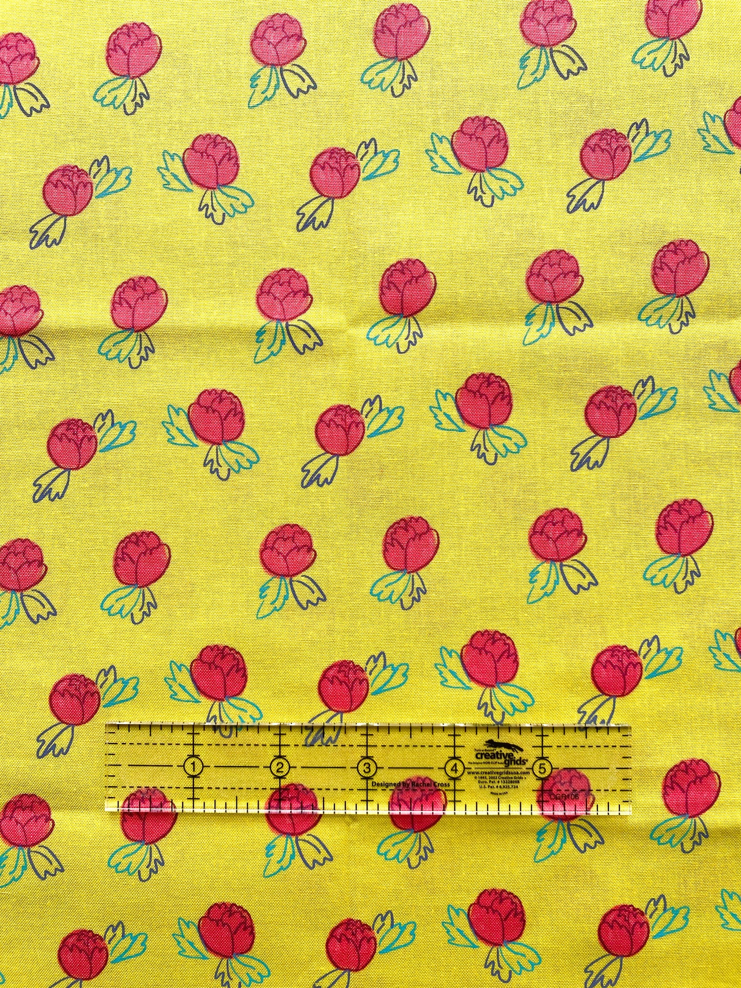 Pink Floral on Bright Yellow