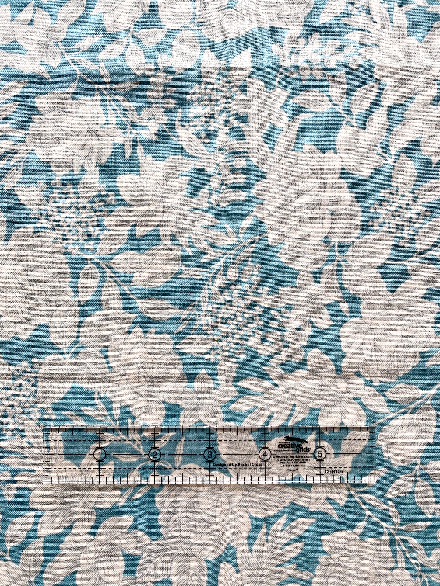 Cream Floral on Blue