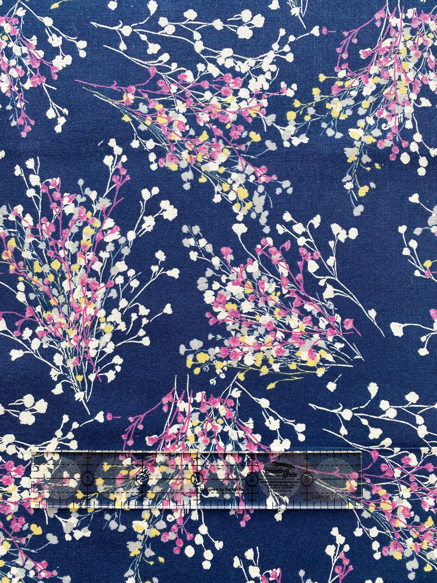 Pink Blossoms on Navy