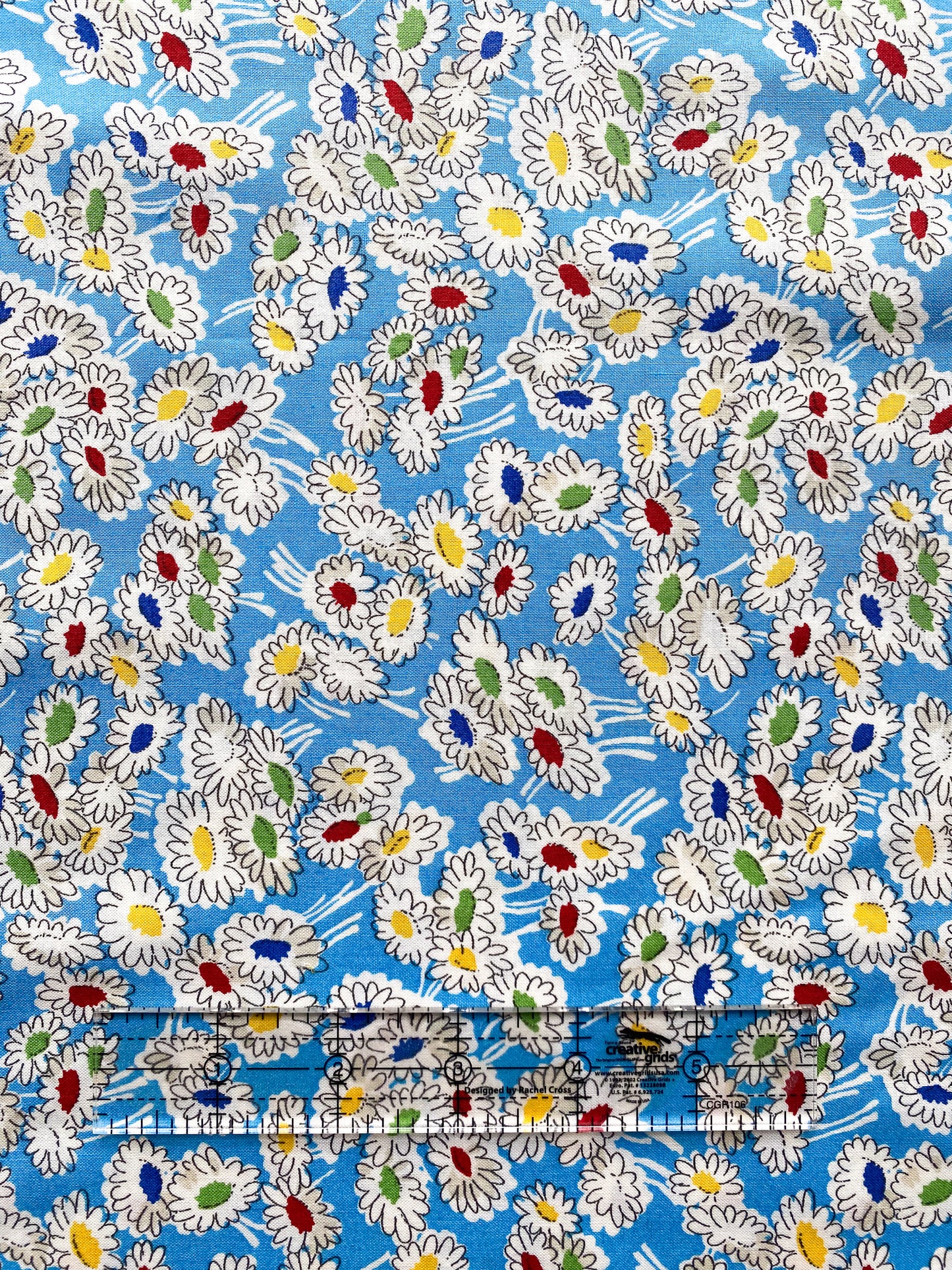 Colourful Flowers on Blue