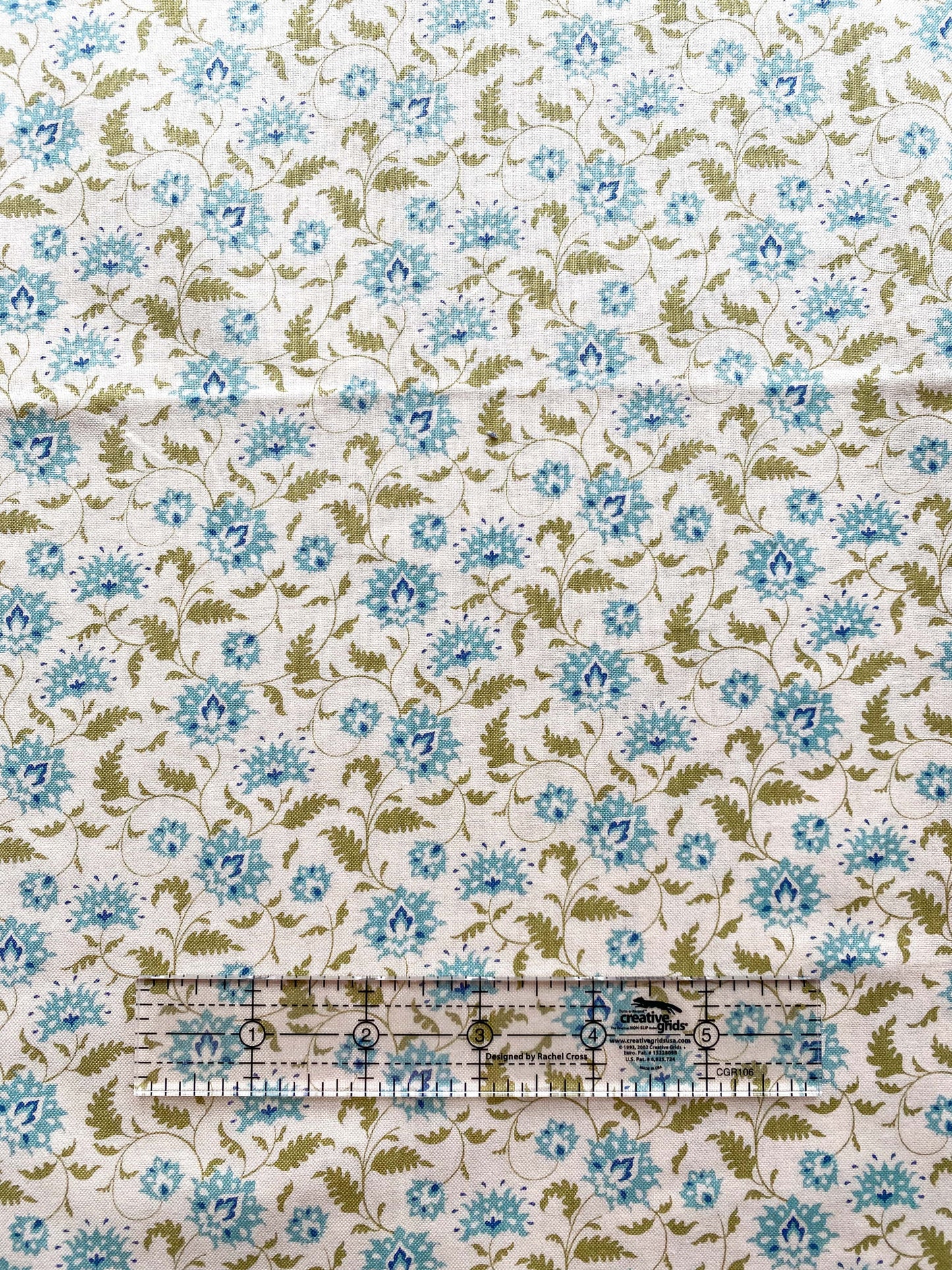 Teal Floral on Cream