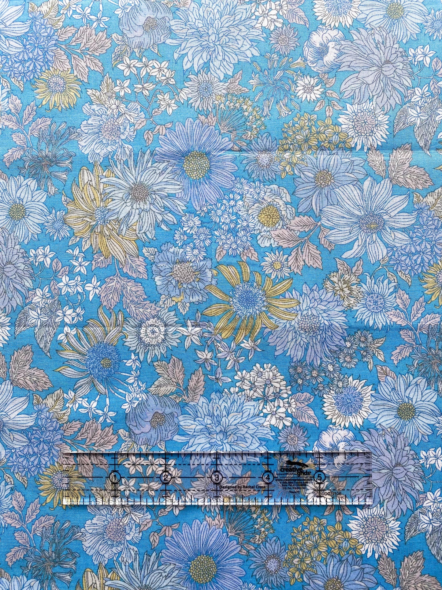 Japanese Floral on Blue