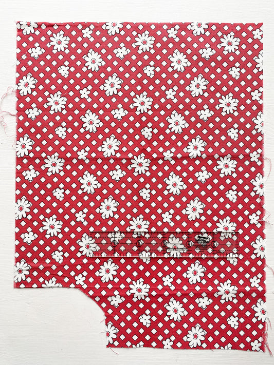 Floral on Red with Squares