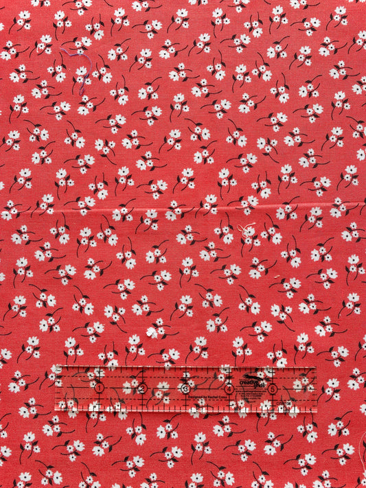 White Floral on Red