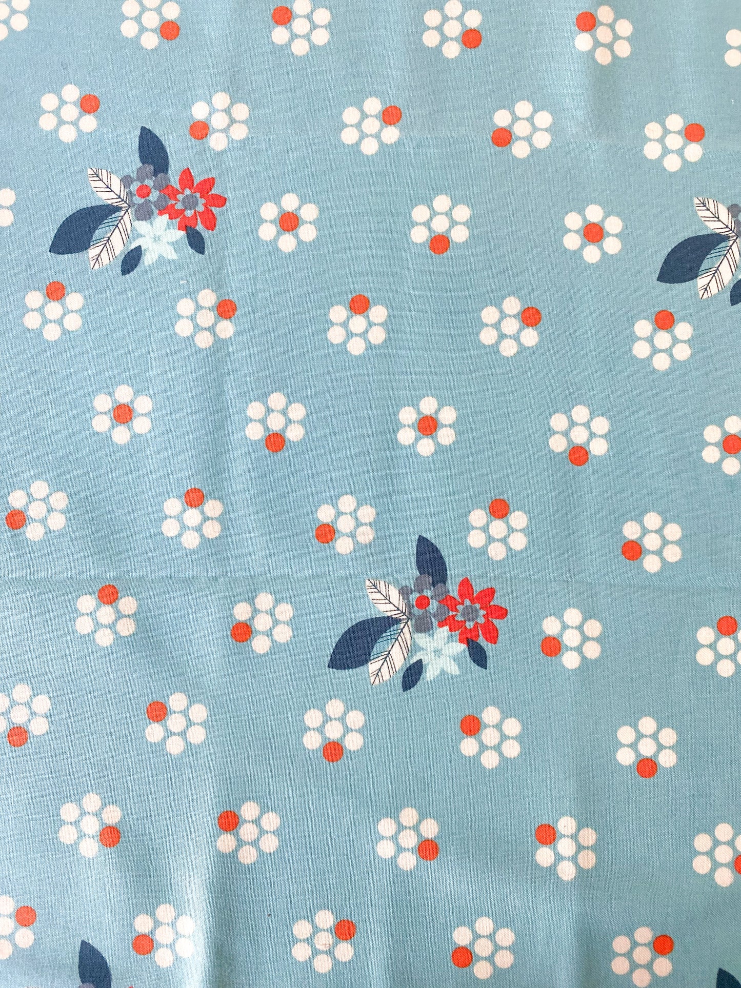 Floral and Spots on Blue